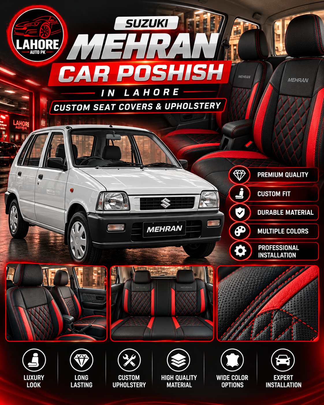 Suzuki Mehran Car Poshish in Lahore – Custom Seat Covers & Upholstery